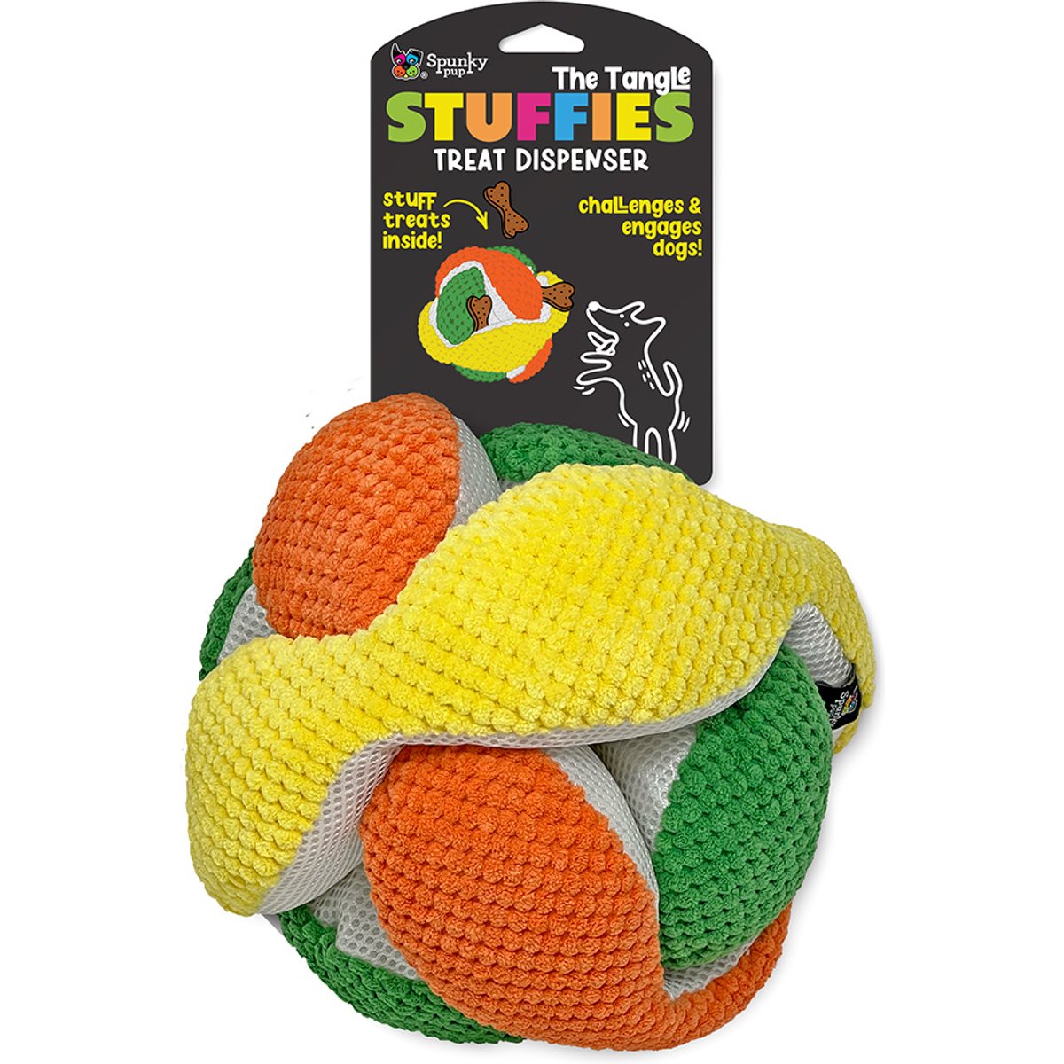 Spunky Pup The Tangle Stuffies Treat Dispensing Squeaky Plush Dog Toy, Multicolor, X-Large