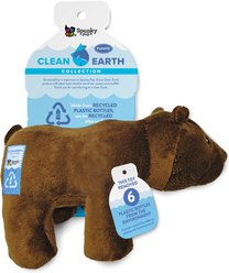 Spunky Pup Clean Earth Recycled Bear Squeaky Dog Plush Toy, Brown