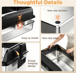 Aphyxen Stainless Steel Covered Litter Box with High Sides Shield, X-Large, 2 count, Black slide 2 of 8