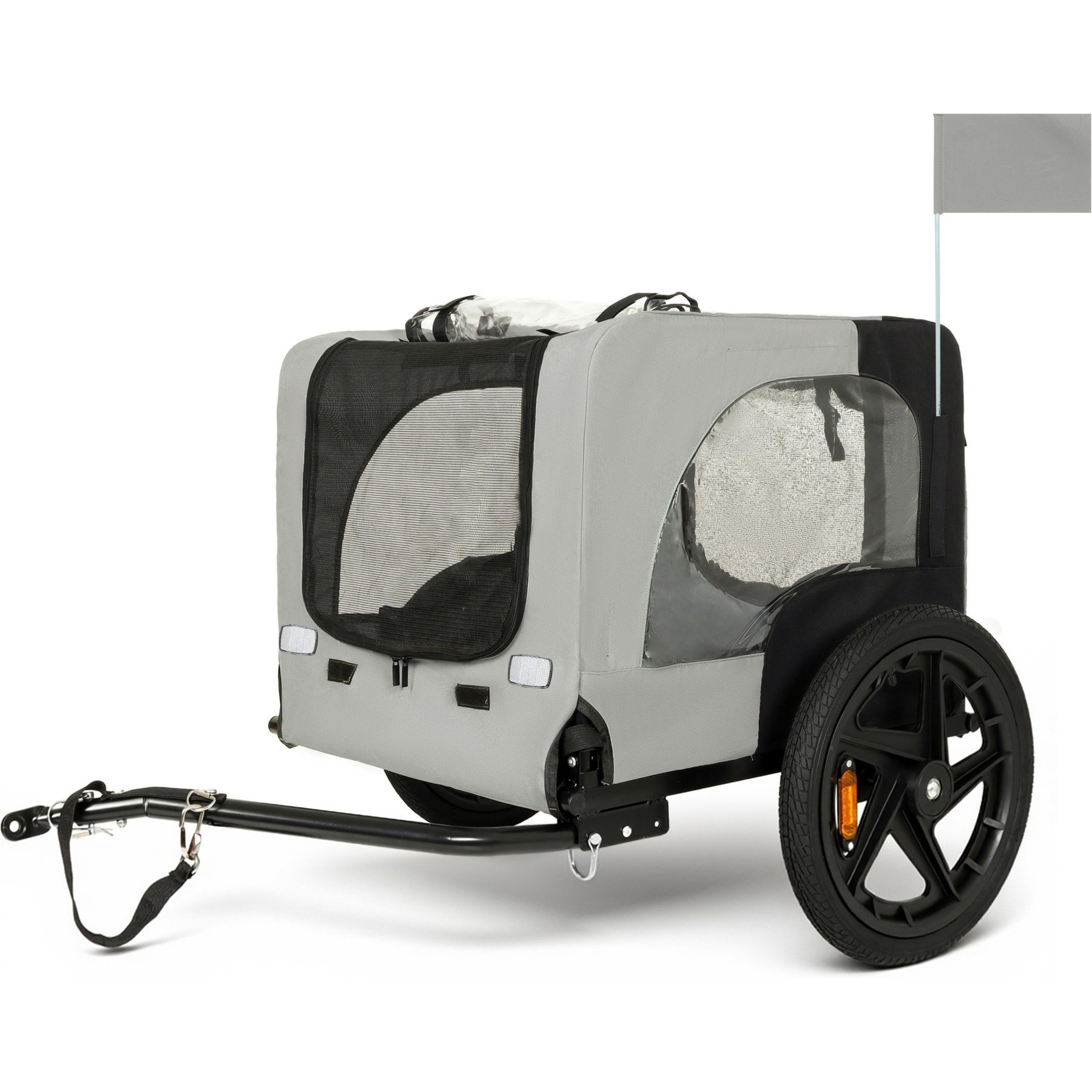 Bencmate Universal Hitch Outdoor Adventures Heavy Duty Bike Trailer Foldable All Terrain Wheels Dog Pet Stroller, 42-in, Black/Grey