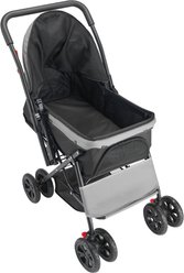 Bencmate Durable Design Outdoor Adventures Spacious Foldable 4 Wheels Reversible Handle Dog Pet Stroller, Black/Gery, 30-in slide 2 of 8