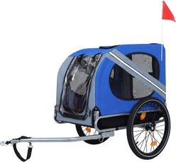 Bencmate Outdoor Adventures Bike Trailer Foldable Steel Frame All Terrain Carrier Dog Pet Stroller, 49-in, Blue