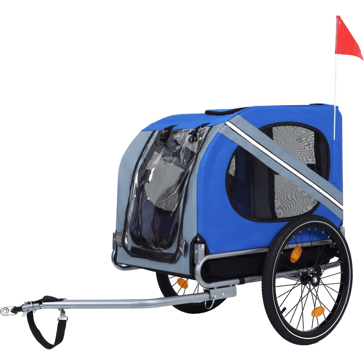 Trygoal Outdoor Adventures Bike Trailer Foldable Steel Frame All Terrain Carrier Dog Pet Stroller, 49-in, Blue