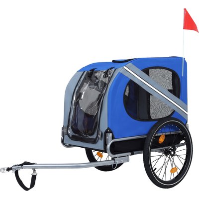 Trygoal Trygoal Outdoor Adventures Bike Trailer Foldable Steel Frame All Terrain Carrier Dog Pet Stroller, 49-in, Blue