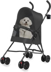 Bencmate Outdoor Adventures Lightweight Foldable Mesh Ventilation Cup Holder Dog & Cat Pet Stroller, Black, 21-in