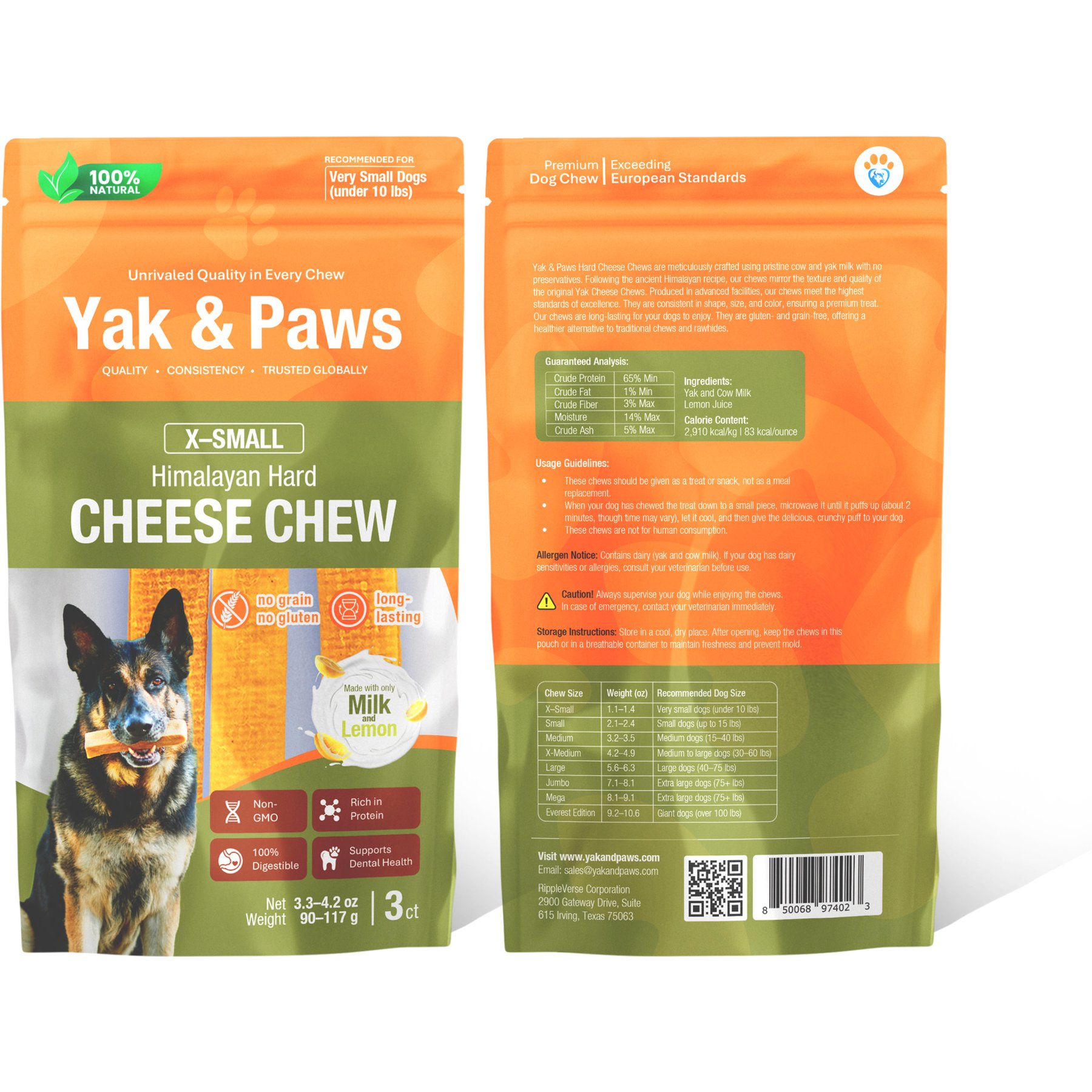 Yak and Paws Himalayan Long Lasting X-Small Cheese Natural Dog Chew, 3 count, 3.3-oz bag
