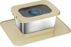Twinsing Indoor & Outdoor No Spill Non-Skid Stainless Steel Dog Water Bowl with Non-Slip Silicone Mat, Large: 2.6-gal, Beige