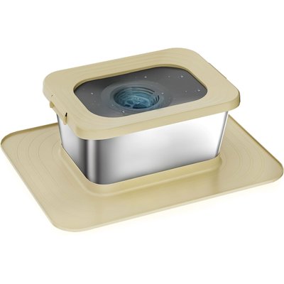 Twinsing Twinsing Indoor & Outdoor No Spill Non-Skid Stainless Steel Dog Water Bowl with Non-Slip Silicone Mat, Large: 2.6-gal, Beige