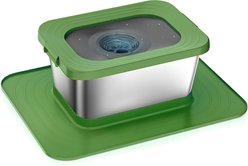 Twinsing Indoor & Outdoor No Spill Non-Skid Stainless Steel Dog Water Bowl with Non-Slip Silicone Mat, Large: 2.6-gal, Green