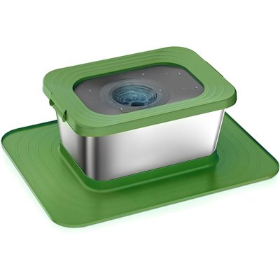 Twinsing Twinsing Indoor & Outdoor No Spill Non-Skid Stainless Steel Dog Water Bowl with Non-Slip Silicone Mat, Large: 2.6-gal, Green