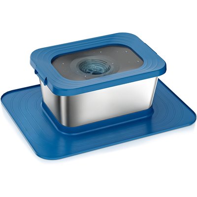 Twinsing Twinsing Indoor & Outdoor No Spill Non-Skid Stainless Steel Dog Water Bowl with Non-Slip Silicone Mat, Large: 2.6-gal, Blue