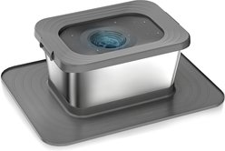 Twinsing Indoor & Outdoor No Spill Non-Skid Stainless Steel Dog Water Bowl with Non-Slip Silicone Mat, Large: 2.6-gal, Grey