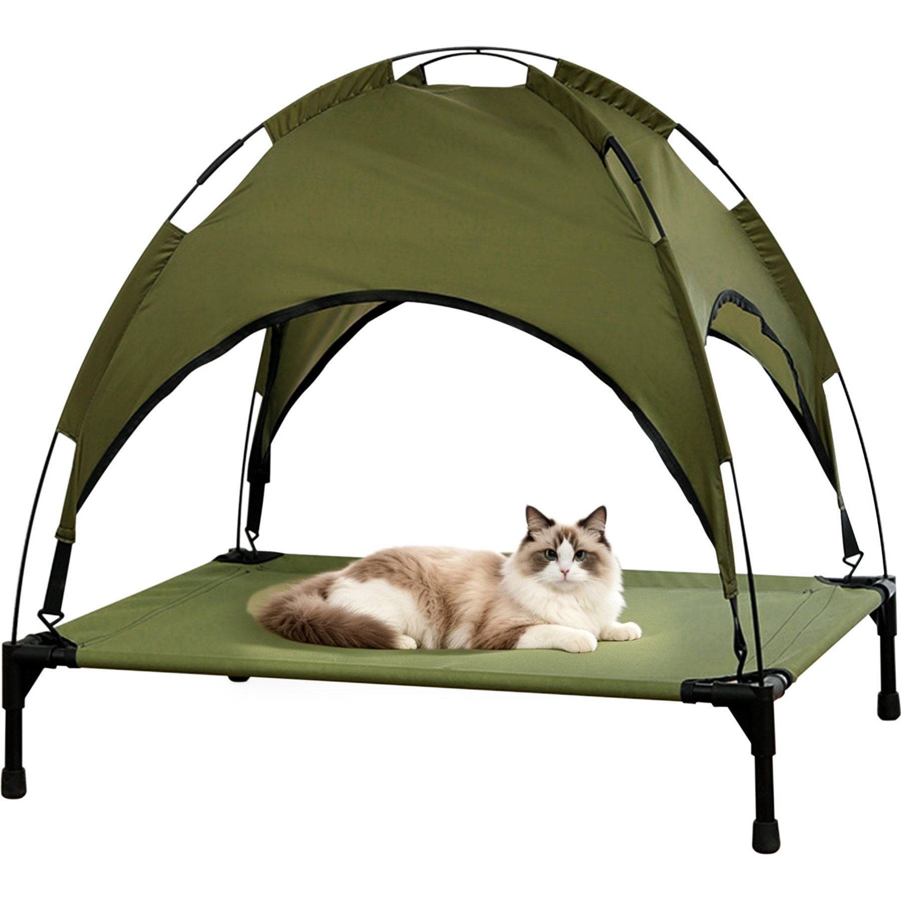 Twinsing Indoor Outdoor Camping Backyard Portable Raised Cot Waterproof Cooling Tent Elevated Dog & Cat Bed, Green