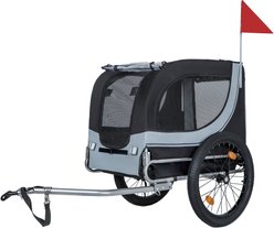 Bencmate Premium Durable Outdoor Adventures Bike Trailer Foldable Steel Frame All Terrain Carrier Dog Pet Stroller, 49-in, Black/Grey