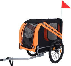 Bencmate Outdoor Adventures Bike Trailer Foldable Steel Frame All Terrain Carrier Dog Pet Stroller, 49-in, Orange slide 1 of 8