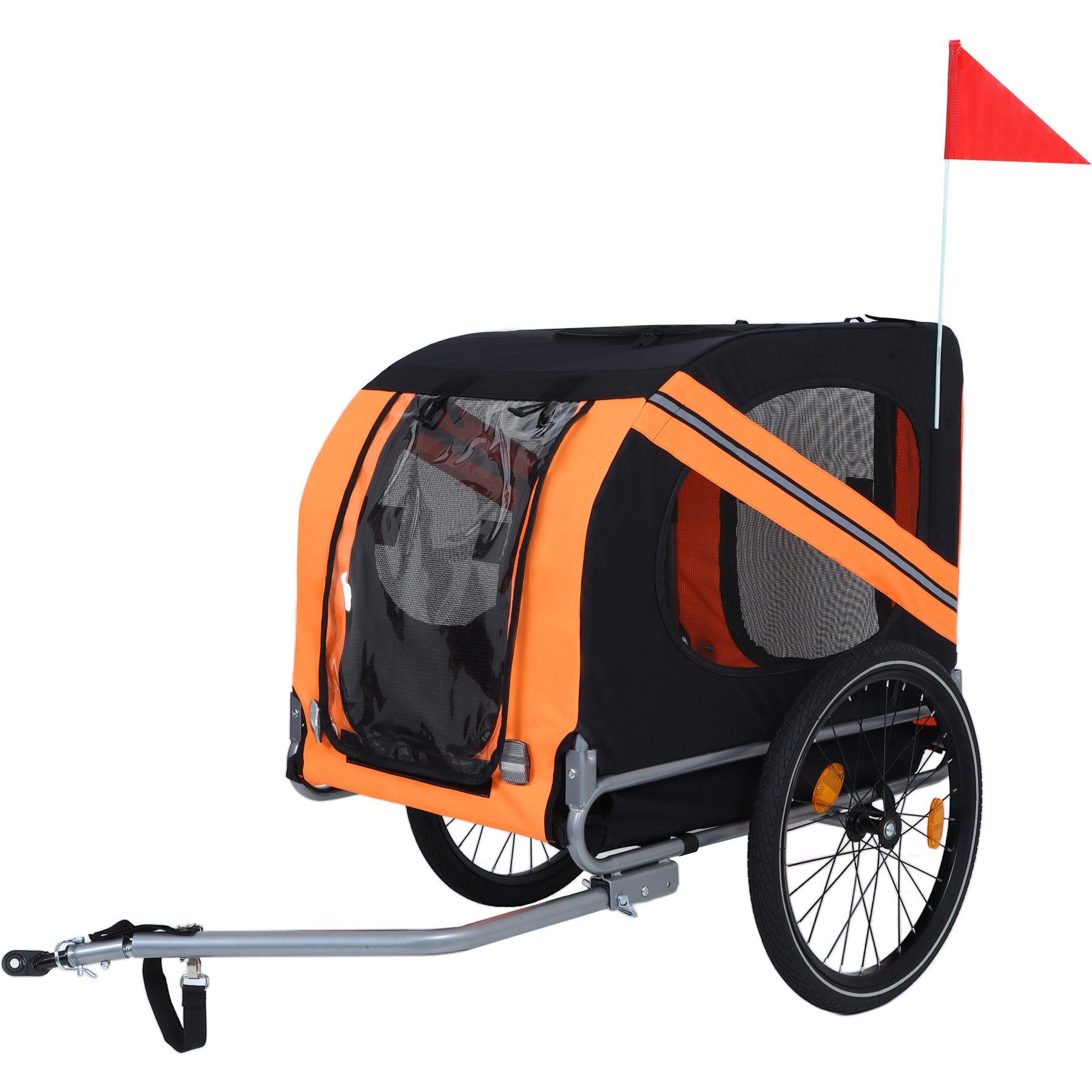 Bencmate Outdoor Adventures Bike Trailer Foldable Steel Frame All Terrain Carrier Dog Pet Stroller, 49-in, Orange