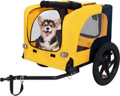 Bencmate Active Outdoor Adventures Bike Trailer Foldable Frame Quick Release Wheels Non Slip Floor Dog Pet Stroller, 42-in, Yellow