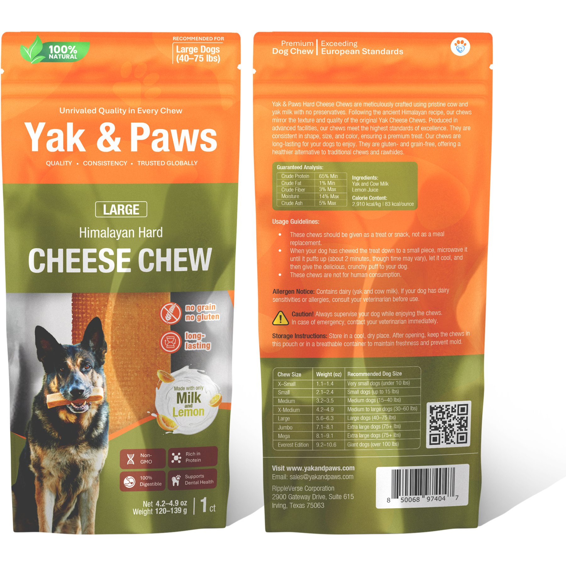 Yak and Paws Himalayan Long Lasting Large Cheese Natural Dog Chew, 6.0-oz bag