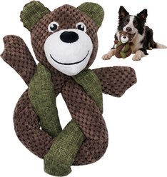 Potaroma Knotted Bear Crinkle Squeaky Durable Plush Dog Toy, Multicolor