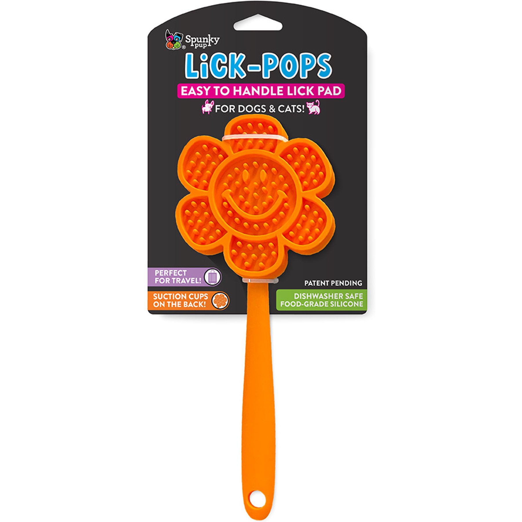 Spunky Pup Smiley Flower Lick-Pops Training Dog Toy, Orange