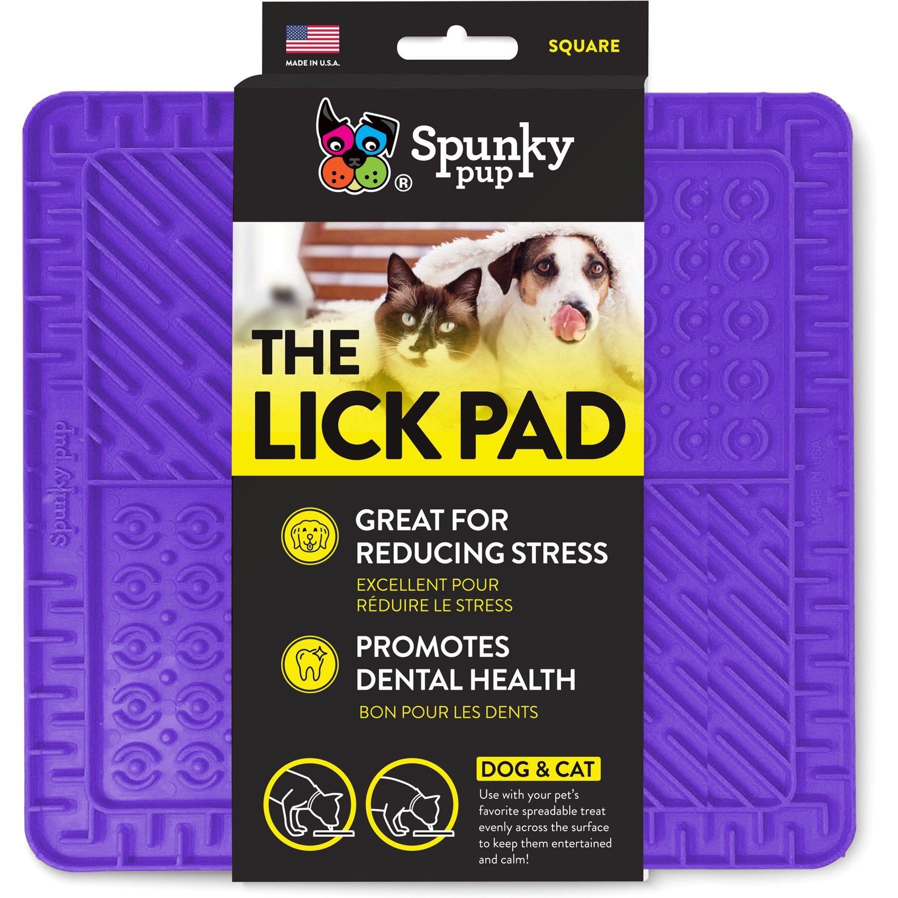 Spunky Pup Square Lick Pad Training Dog Toy, Assorted
