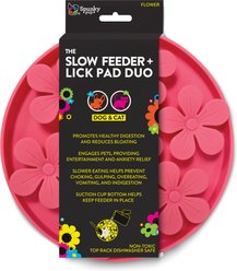 Spunky Pup Flower Slow Feeder & Lick Pad Duo Training Dog Toy, Assorted