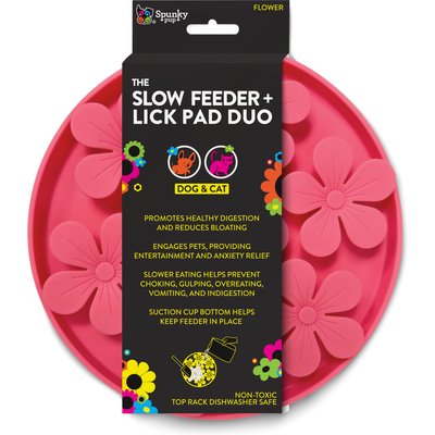 Spunky Pup Spunky Pup Flower Slow Feeder & Lick Pad Duo Training Dog Toy, Assorted