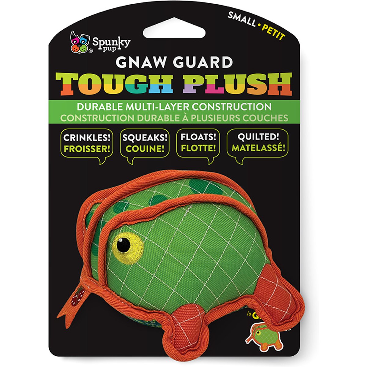 Spunky Pup Neon Frog Tough Chew Dog Plush Toy, Green