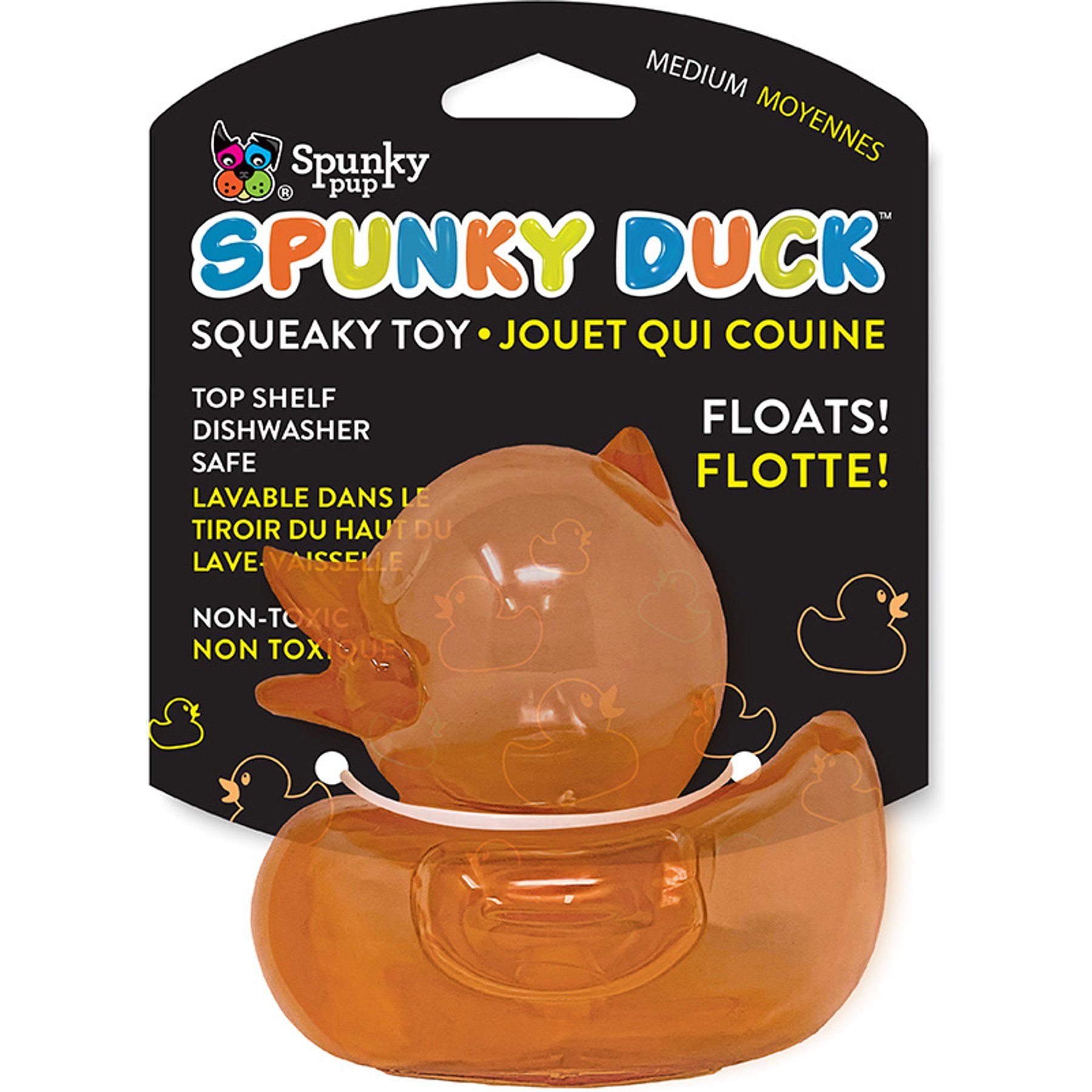 Spunky Pup Spunky Duck Squeaky Dog Chew Toy, Assorted, Medium