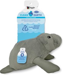 Spunky Pup Clean Earth Recycled Manatee Dog Squeaky Plush Toy, Gray
