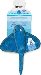 Spunky Pup Clean Earth Recycled Stingray Squeaky Dog Plush Toy, Blue