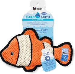 Spunky Pup Clean Earth Textured Recycled Clownfish Squeaky Dog Plush Toy, Tan