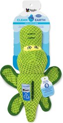 Spunky Pup Clean Earth Textured Recycled Gator Squeaky Dog Plush Toy, Green