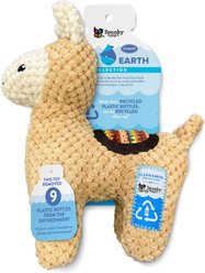Spunky Pup Clean Earth Textured Recycled Llama Squeaky Dog Plush Toy, Orange