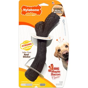 Nylabone Strong Chew Real Wood Dog Stick Toy Maple Bacon, X-Large