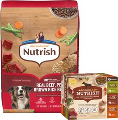 Rachael Ray Nutrish Real Beef, Pea, & Brown Rice Dry Food + Variety Pack Wet Dog Food