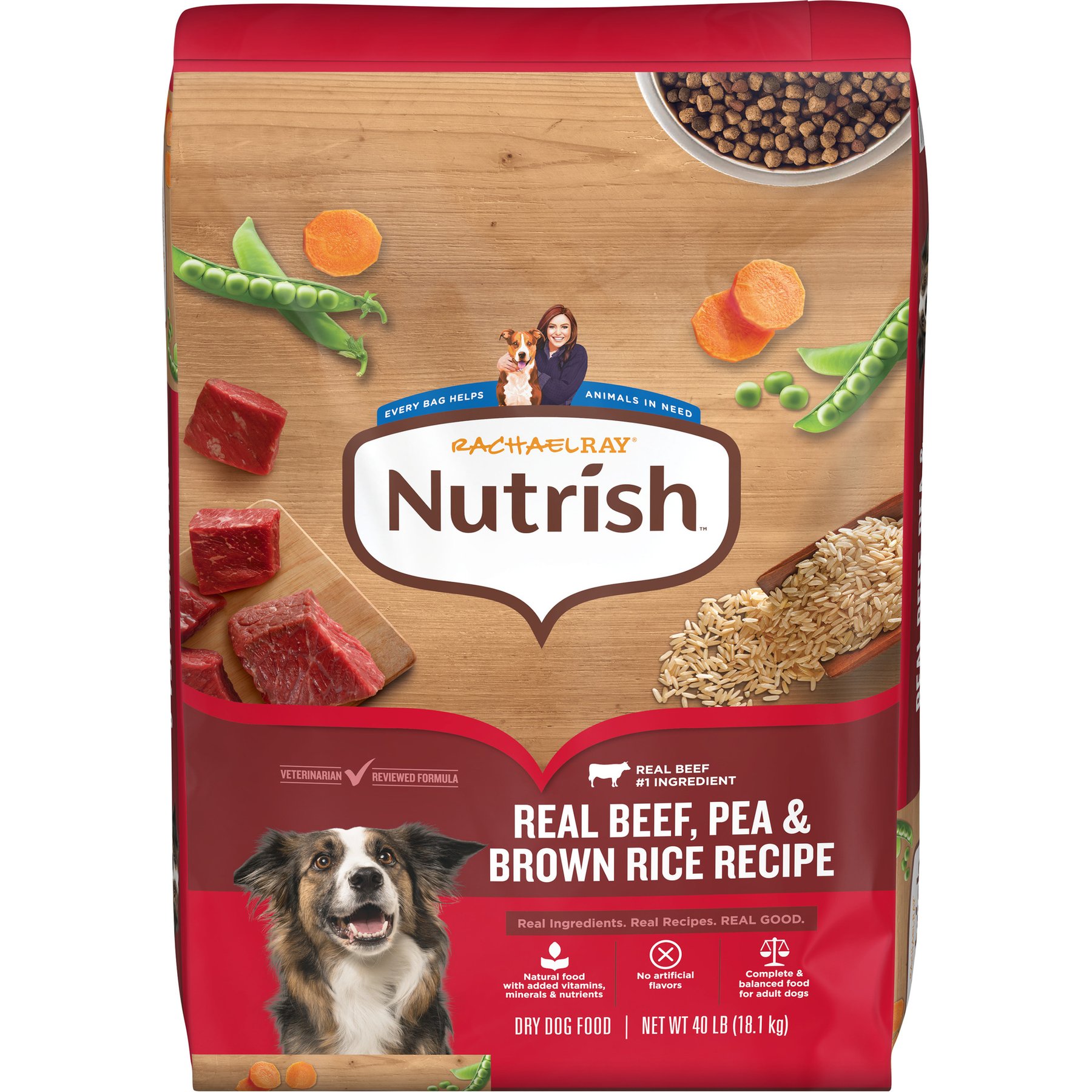 Rachael Ray Nutrish Whole Health Blend Real Beef, Pea, & Brown Rice Recipe Dry Dog Food, 40-lb bag