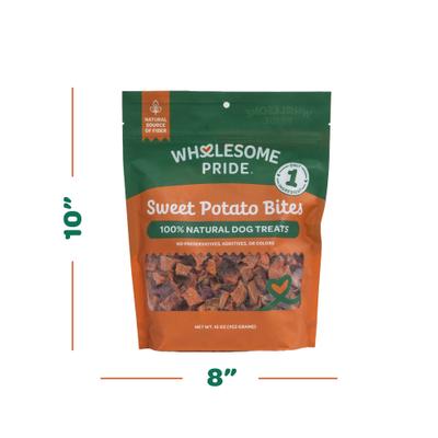 Show full view: Wholesome Pride Pet Treats Sweet Potato Bites 100% All-Natural Single Ingredient Dog Treats, 16-oz bag slide 9 of 10