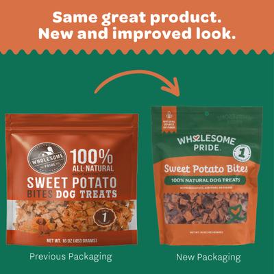 Show full view: Wholesome Pride Pet Treats Sweet Potato Bites 100% All-Natural Single Ingredient Dog Treats, 16-oz bag slide 3 of 10