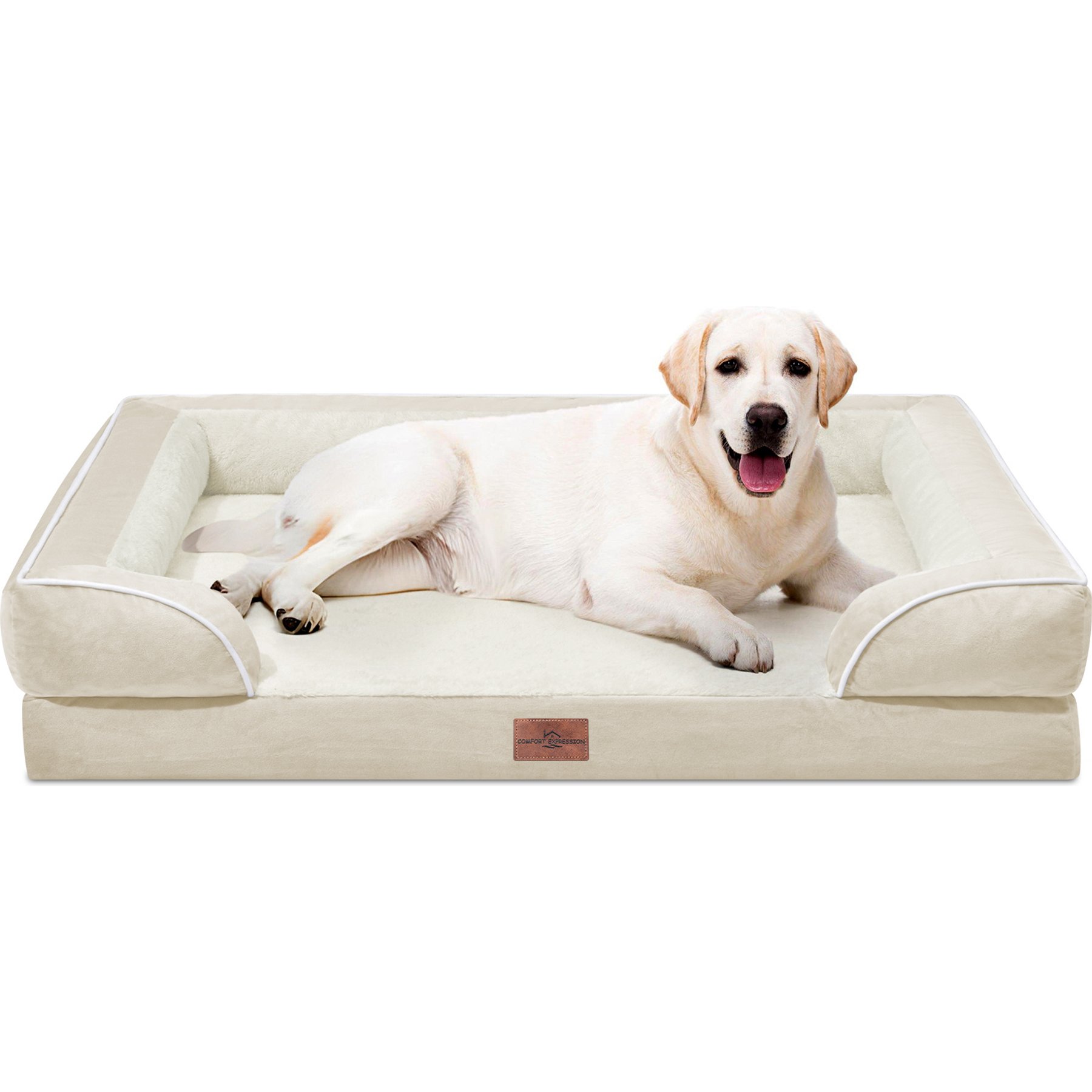 Comfort Expression Waterproof Orthopedic Foam Dog Bed, Beige, 45 x 35 x 9.0-in
