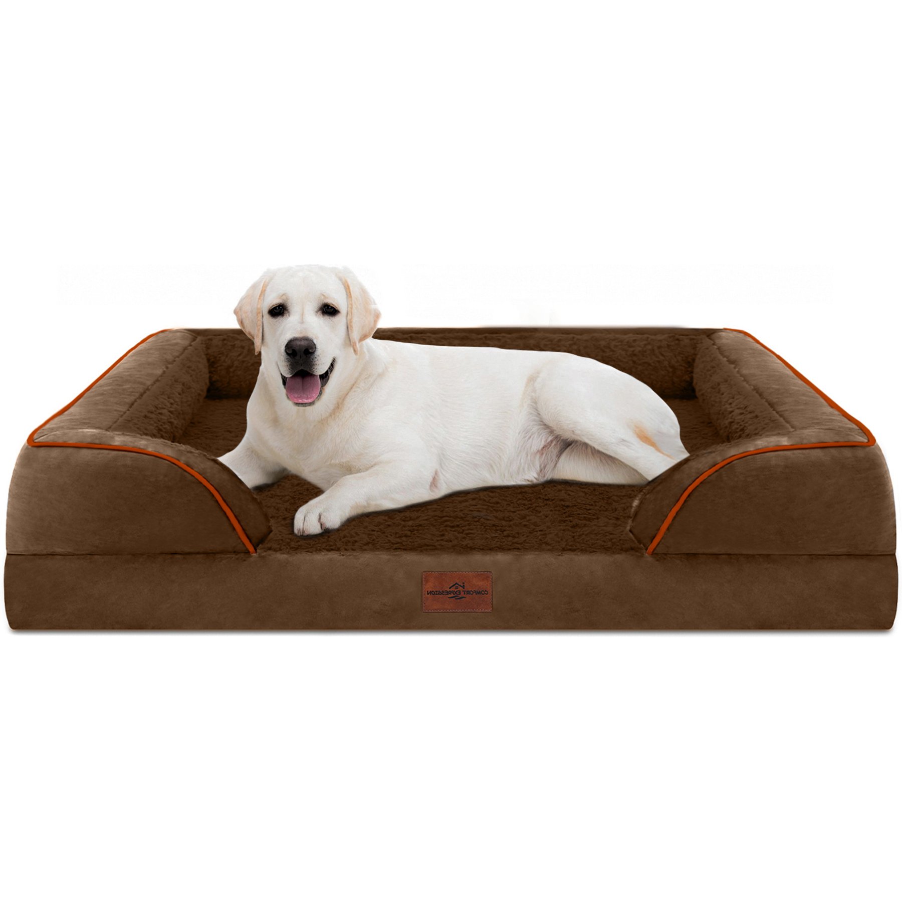 Comfort Expression Waterproof Orthopedic Foam Dog Bed, Chocolate Brown, 53 x 42 x 9.5-in
