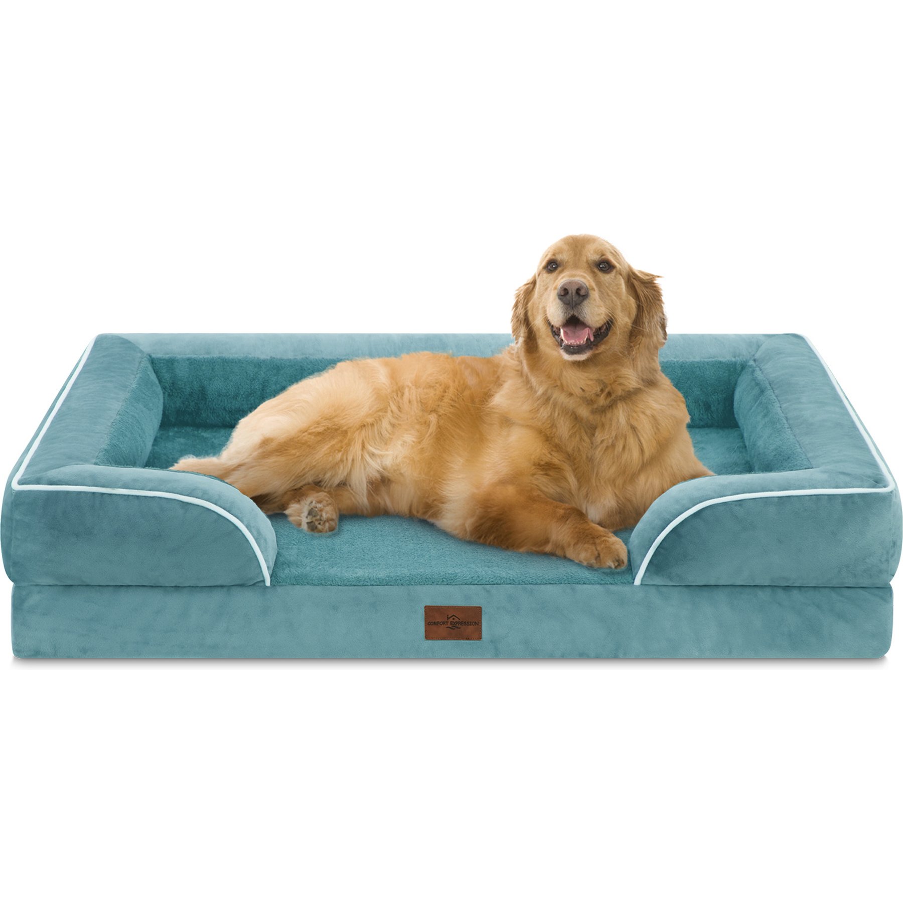 Comfort Expression Waterproof Orthopedic Foam Dog Bed, Washed Blue, 42 x 30 x 9.0-in