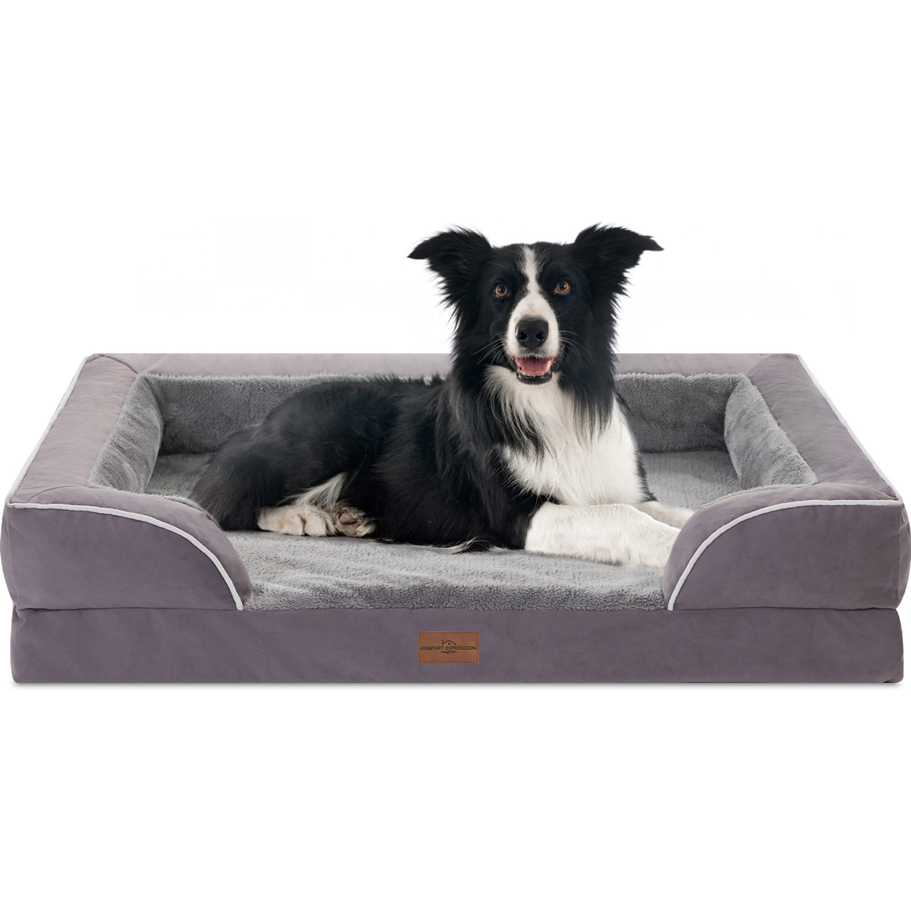 Comfort Expression Waterproof Orthopedic Foam Dog Bed, Purple, 36 x 27 x 7.5-in