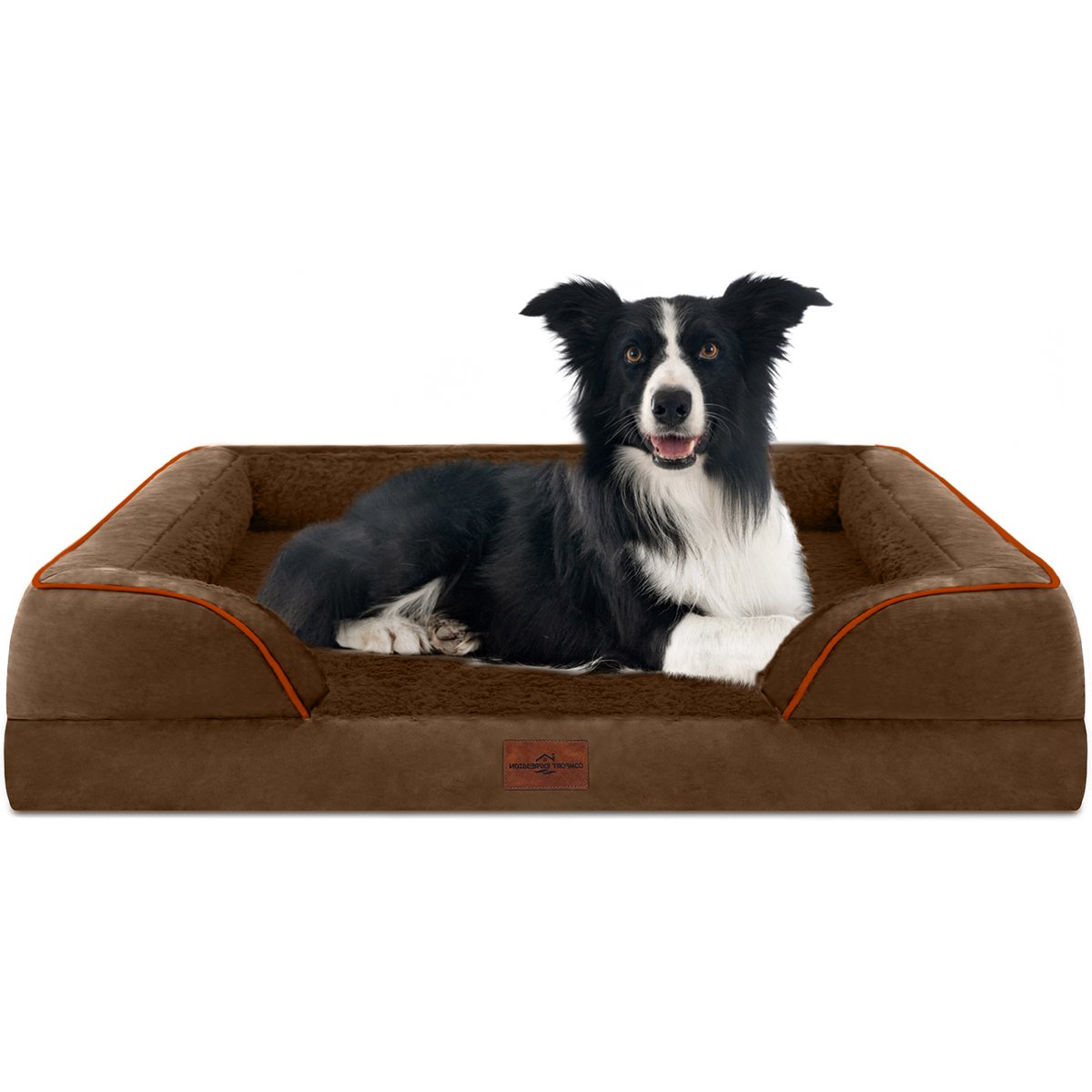 Comfort Expression Waterproof Orthopedic Foam Dog Bed, Chocolate Brown, 36 x 27 x 7.5-in