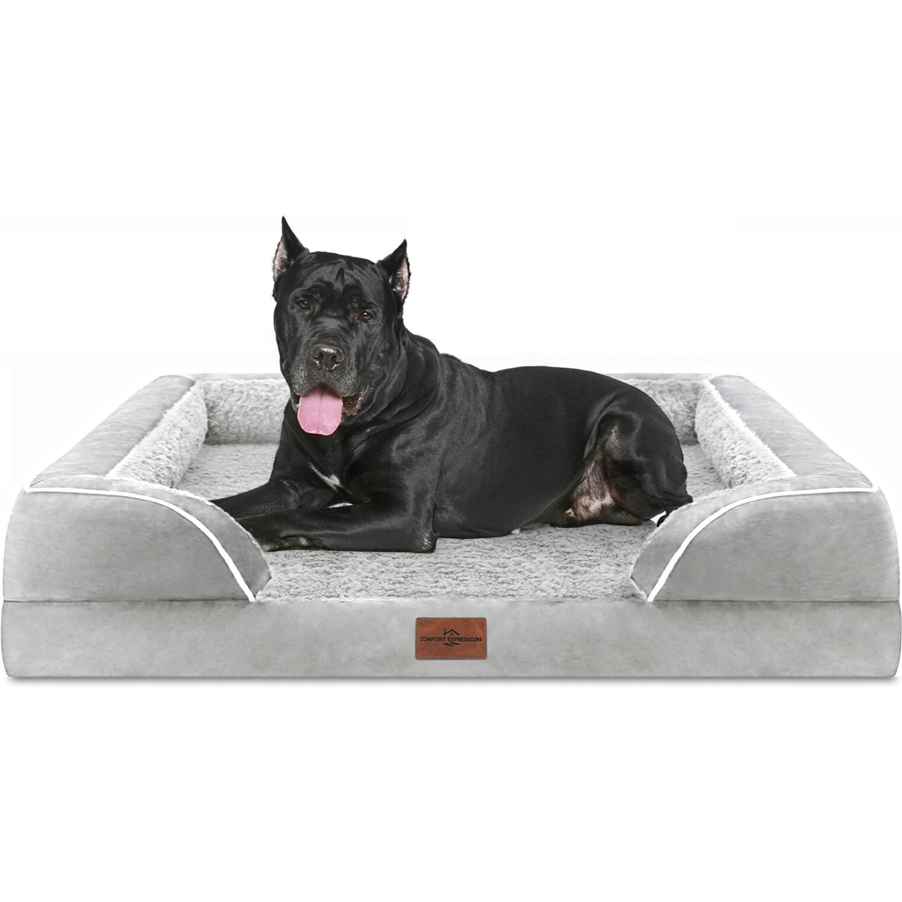 Comfort Expression Waterproof Orthopedic Foam Dog Bed, Grey White, 53 x 42 x 9.5-in