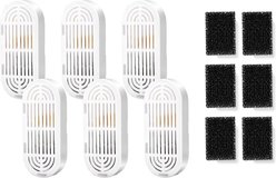 Casfuy PWL-008, 009, 300 & PWS-701 Premium Cat Water Fountain Replacement Filters & Sponges, 6 count
