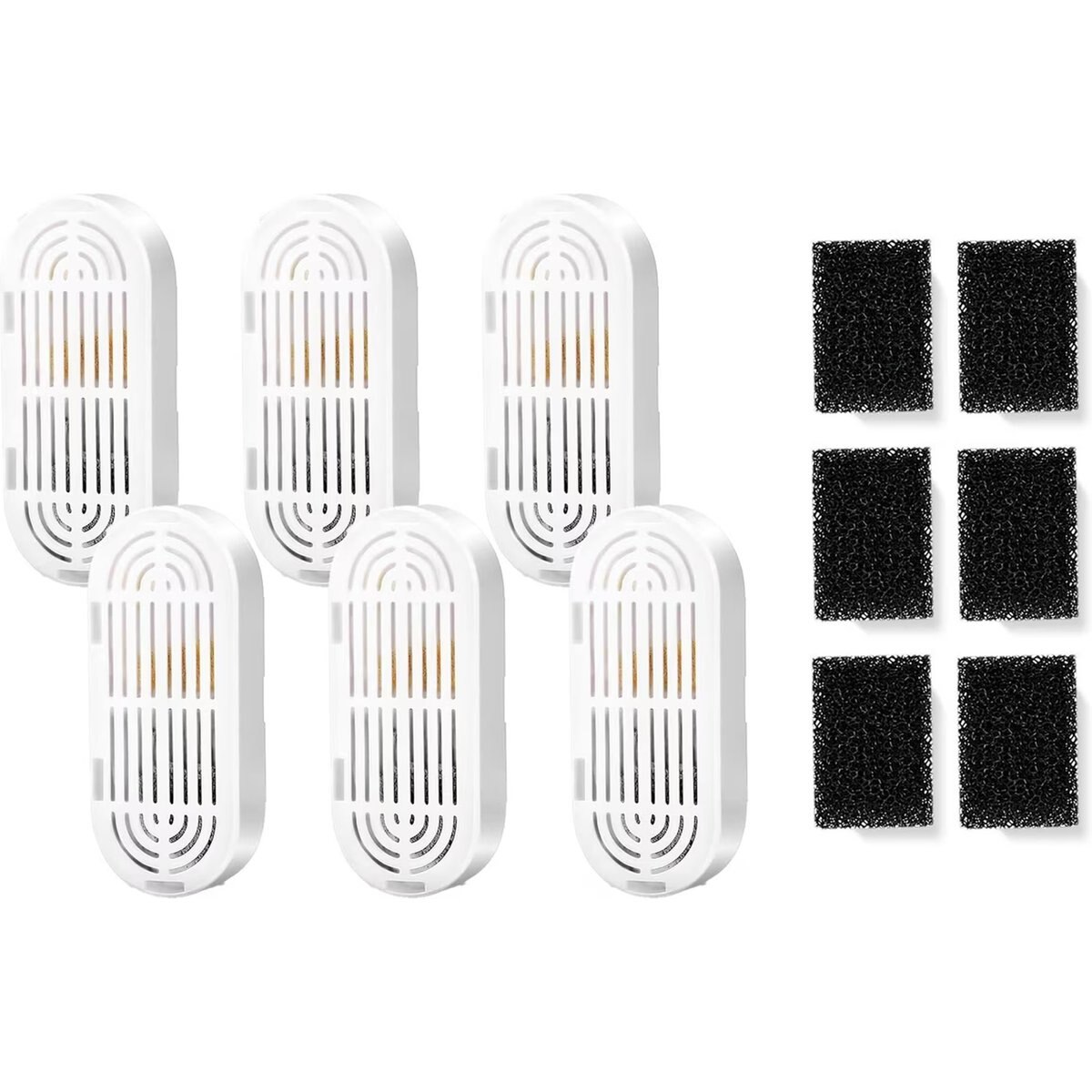 Casfuy PWL-008, 009, 300, 121 & PWS-701 Cat Water Fountain Replacement Filters & Sponges, 6 count