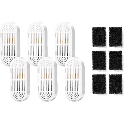 Casfuy Casfuy PWL-008, 009, 300, 121 & PWS-701 Cat Water Fountain Replacement Filters & Sponges, 6 count