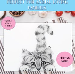 Pavilion Cat Cutting Board, Black/White, 13.75 x 9.75-in