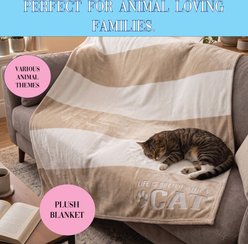 Pavilion Plush Cat Blanket, 50 x 60-in, Tan/White